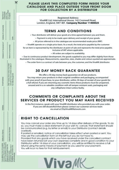 Customised Large Size VivaMK order forms (Standard Products) - Image 2