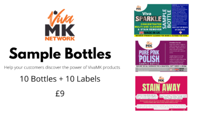 VivaMK Product Sample Bottles with Labels