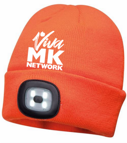 Orange Beanie LED headlight USB rechargeable