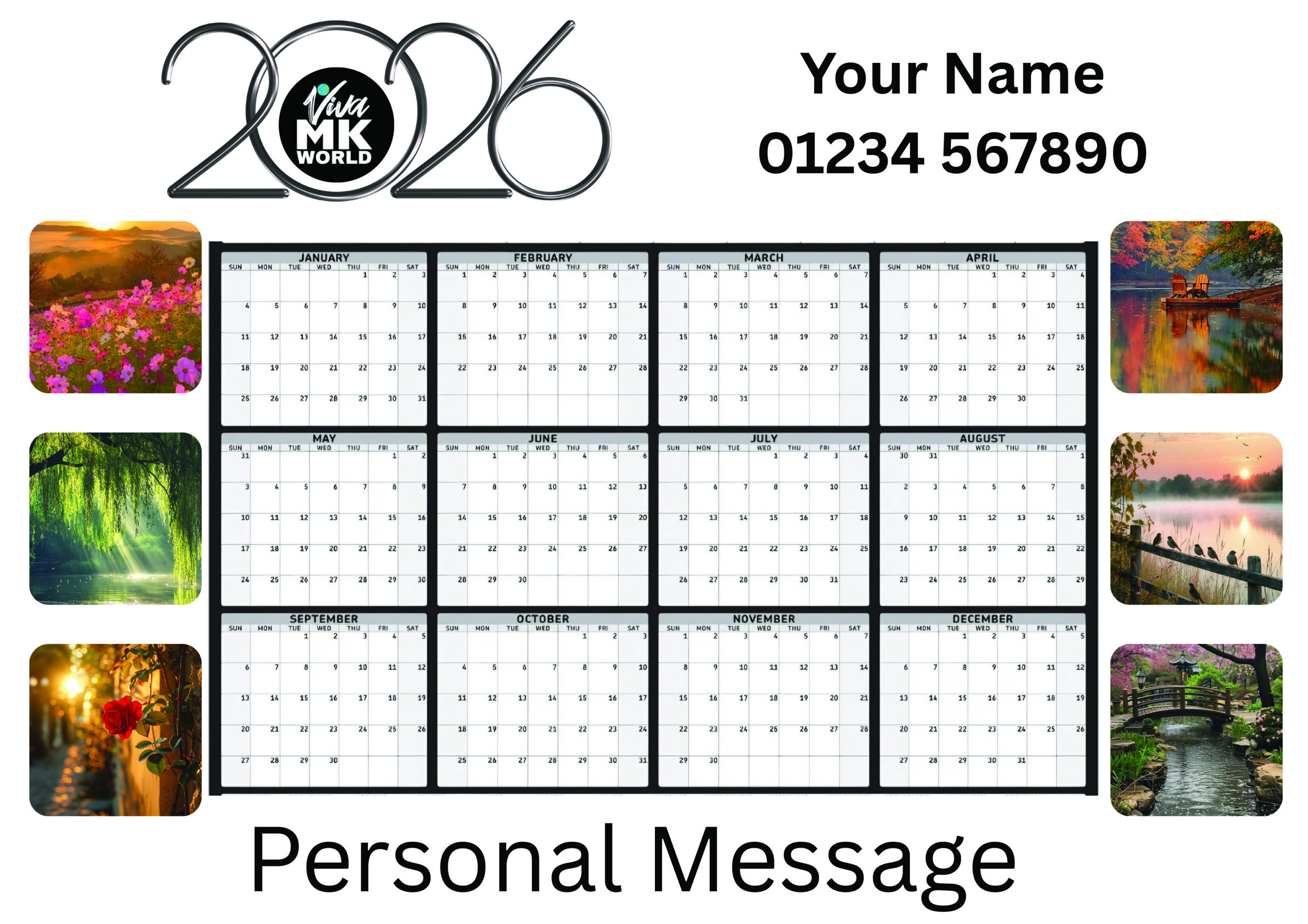 A4 Single Page Calendar